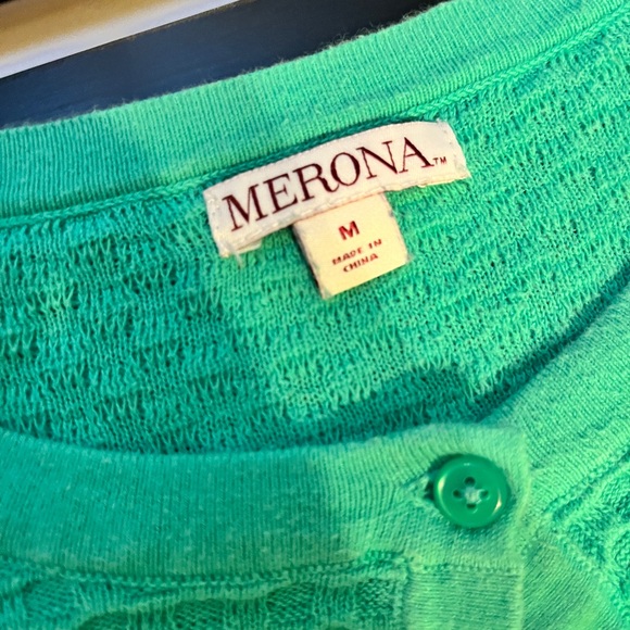 Merona Kelly Green Lightweight Cardigan with 3/4 sleeves, Size M - Picture 13 of 14